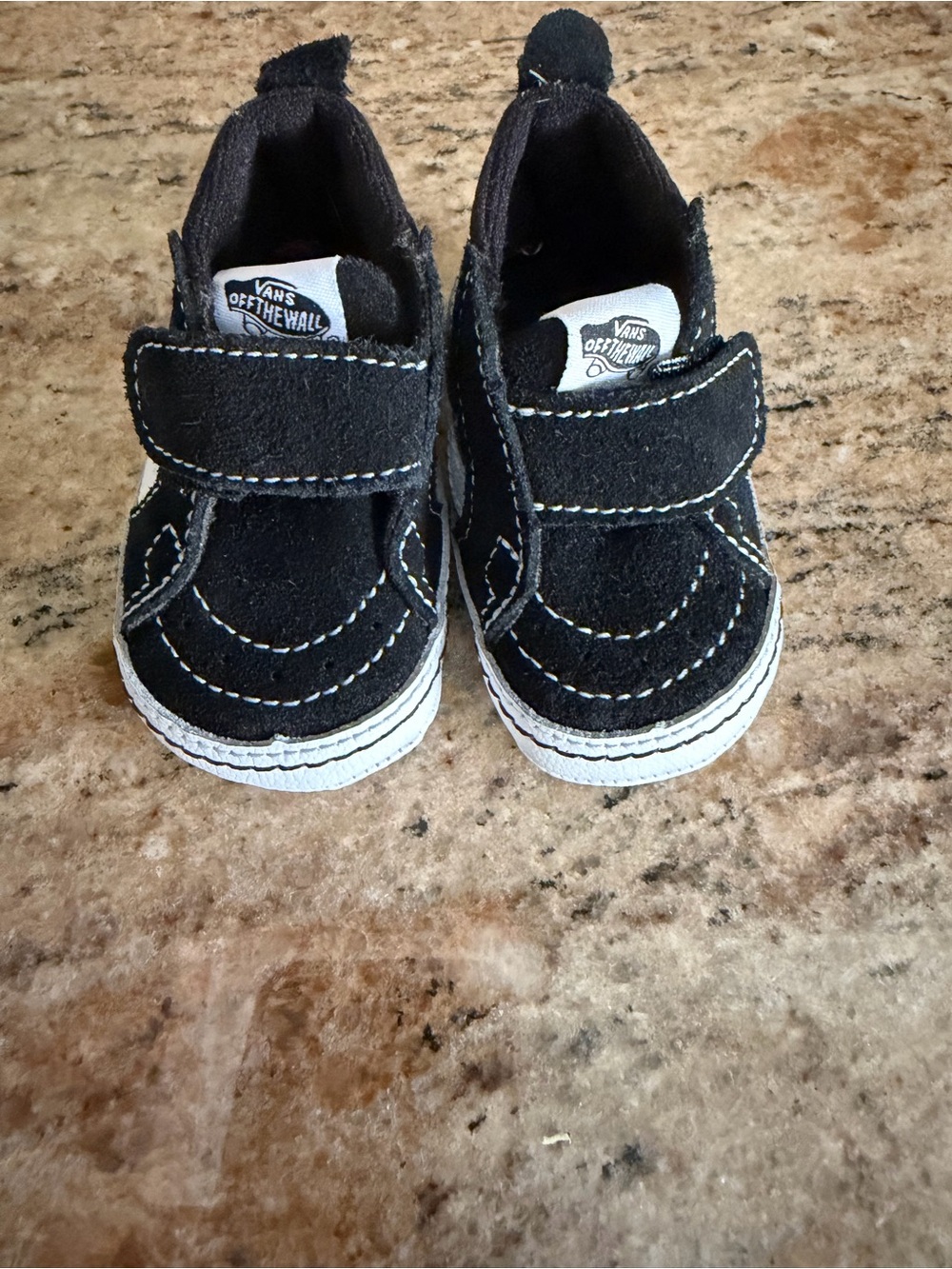 Vans Baby Black Suede Velcro Slip ons